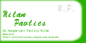 milan pavlics business card